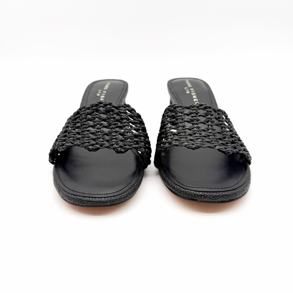 Marc Fisher LTD Jazmine Woven Slide Sandals Block Heel Mule Black 10 NEW - Picture 4 of 16